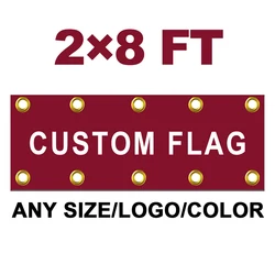 Custom Flags And Banner 2×8FT 60×240cm Any Size Logo Free Design Advertising Polyester Customized Printed Decoration