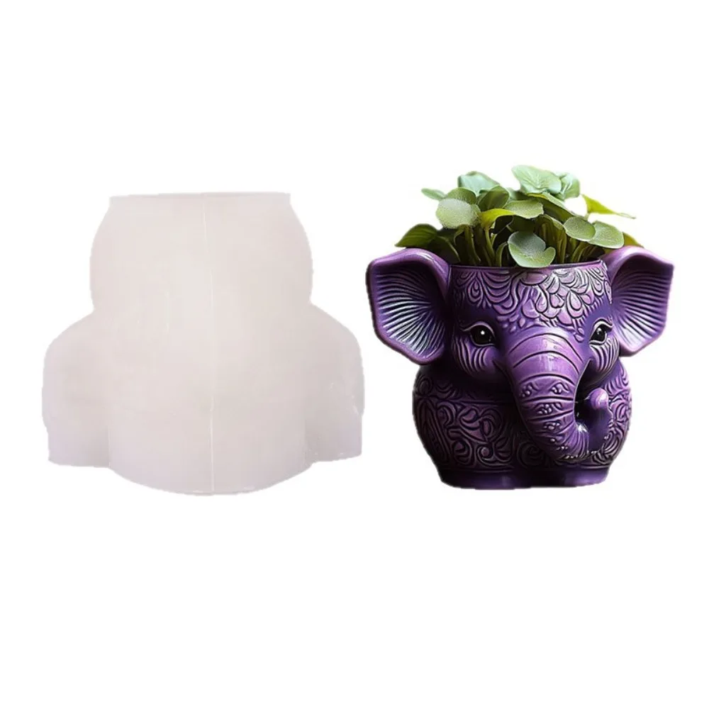 

Elephant Cented Candle Cup Plaster Silicone Mold DIY Flowerpot Epoxy Resin Molds Storage Box Concrete Tool Home Decor