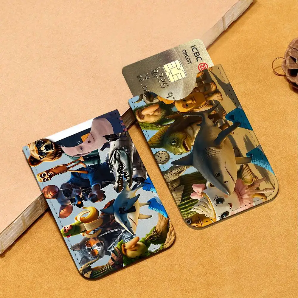 I-ITALIANS B-Brainrot Creative animal Men Leather Card Case, Minimalist Mini Credit/Bus ID Card Holder, Small Office Business