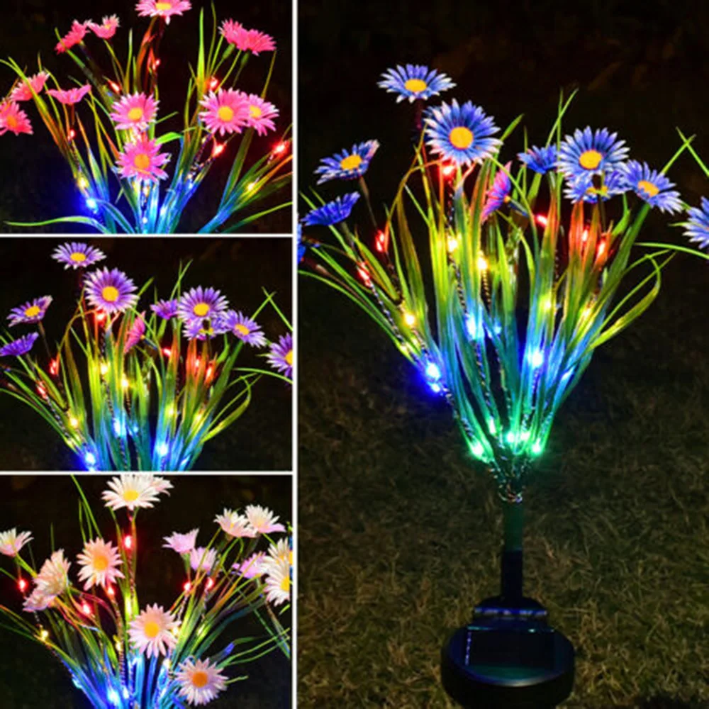 5 Head LED Solar Rose Lights Simulated Flower Lights Rose Flower Lawn Lamp Night Lamp Landscape Garden Home Decoration Flowers