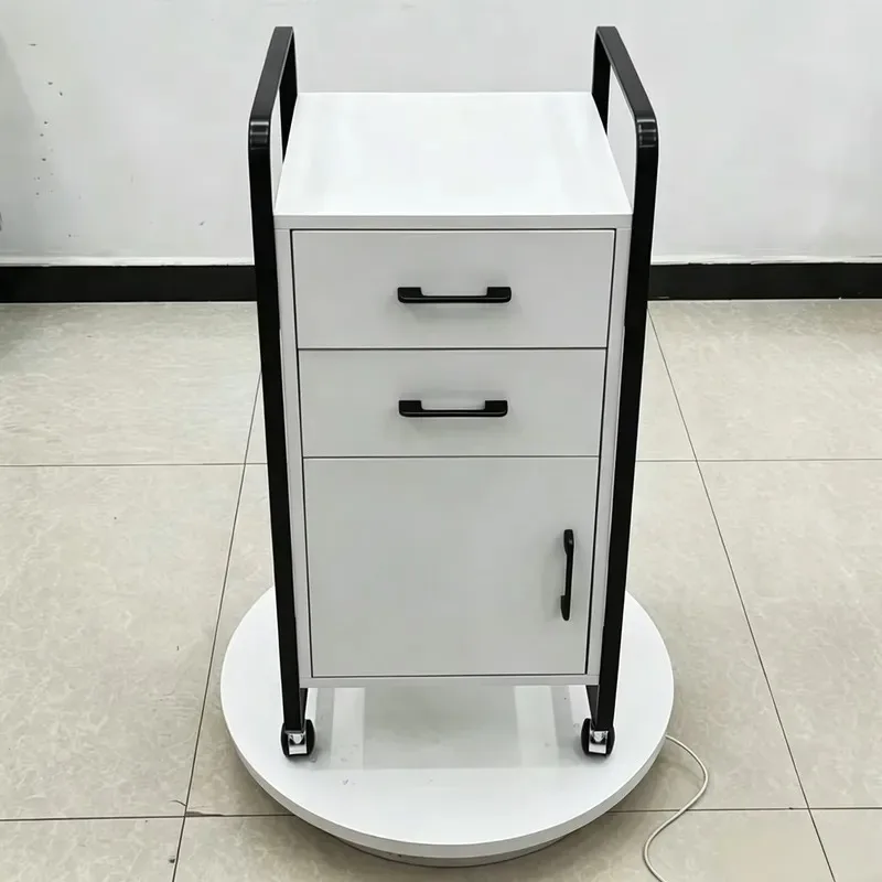 Wholesale Rolling Salon Locker 2 Drawers Lockable Metal Frame Hair Stylist Cart Beauty Salon Furniture