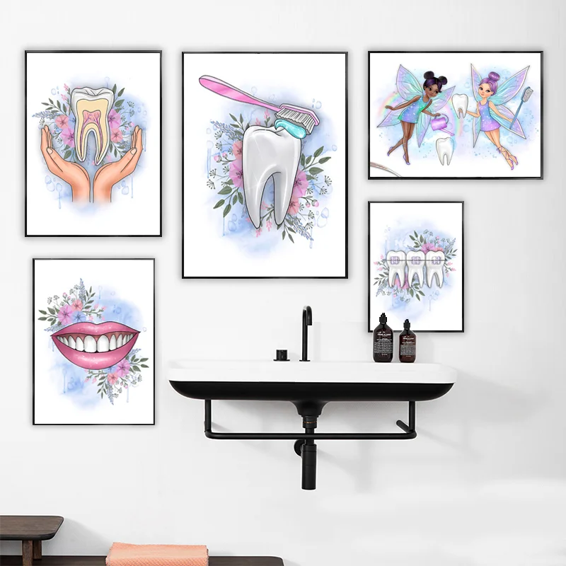 Tooth Implant Canvas Wall Painting Dental Art Poster Dentist Anatomy Prints Medical Wall Art Pictures Hospital Clinic Decoration