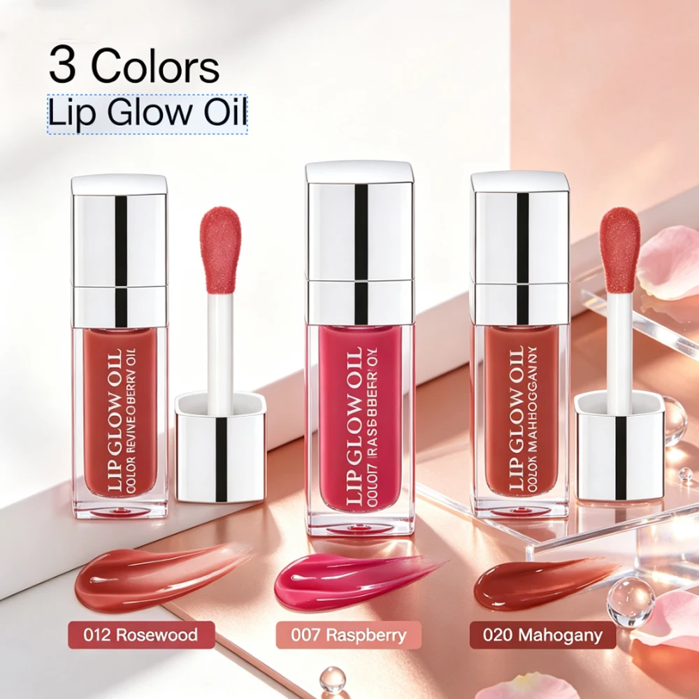 3pcs Moisturizing Plumping Lip Glow Oil Tinted Lip Plumper Serum Reduce Lip Lines Lip Coat Primer For Lipstick Daily Party Gift Lip Care Makeup