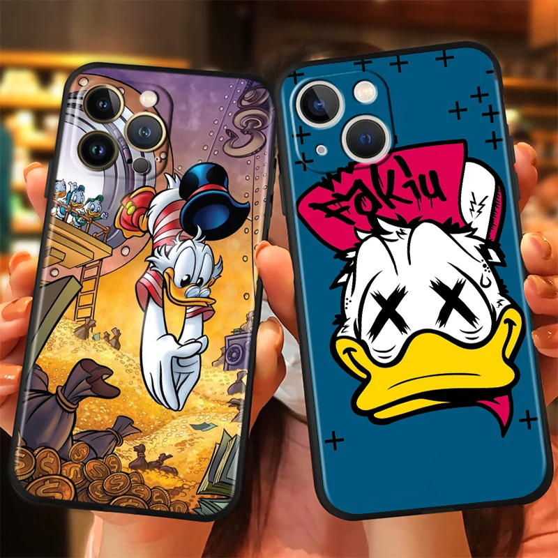 Disney Scrooge McDuck Case for Apple iPhone 15 14 Pro 13 12 Max Mini 11 XS Max X XR 7 8 Plus SE2020 TPU Black Phone Cover Coque