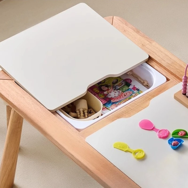 Log Wind Toy Table Storage Integrated Living Room Children's Room Children Study Write Desk Multiple Functions Bedroom Furniture