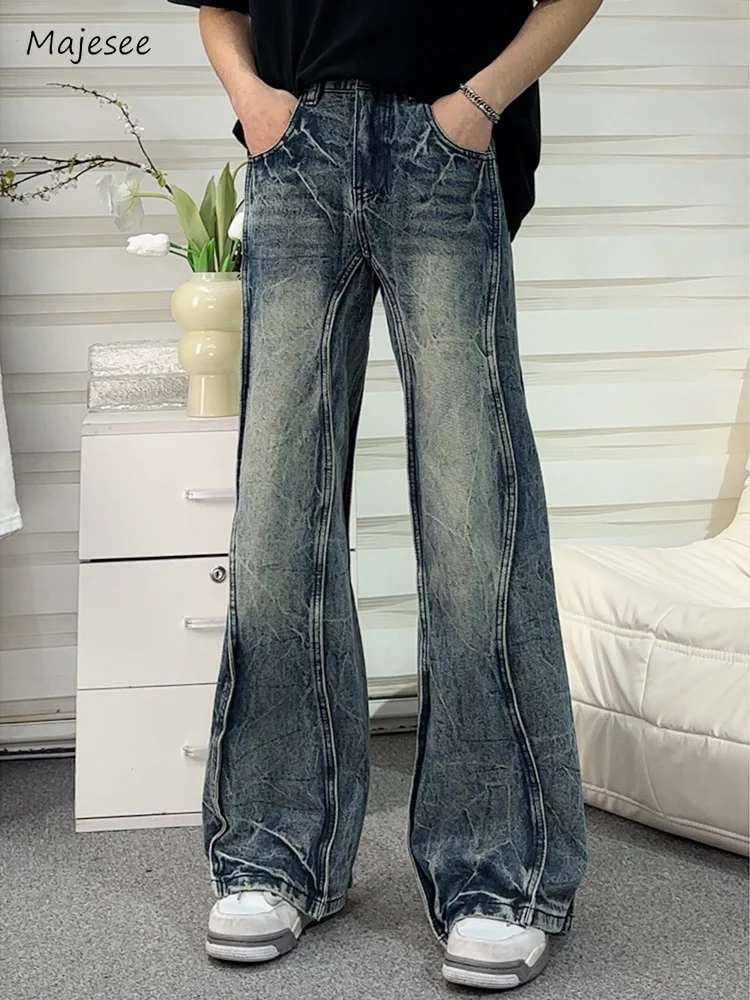 

Baggy Jeans Men High Street All-match Hip Hop Solid Couples Streetwear Hipster Handsome Cool Designed Wide Leg Trousers Trendy