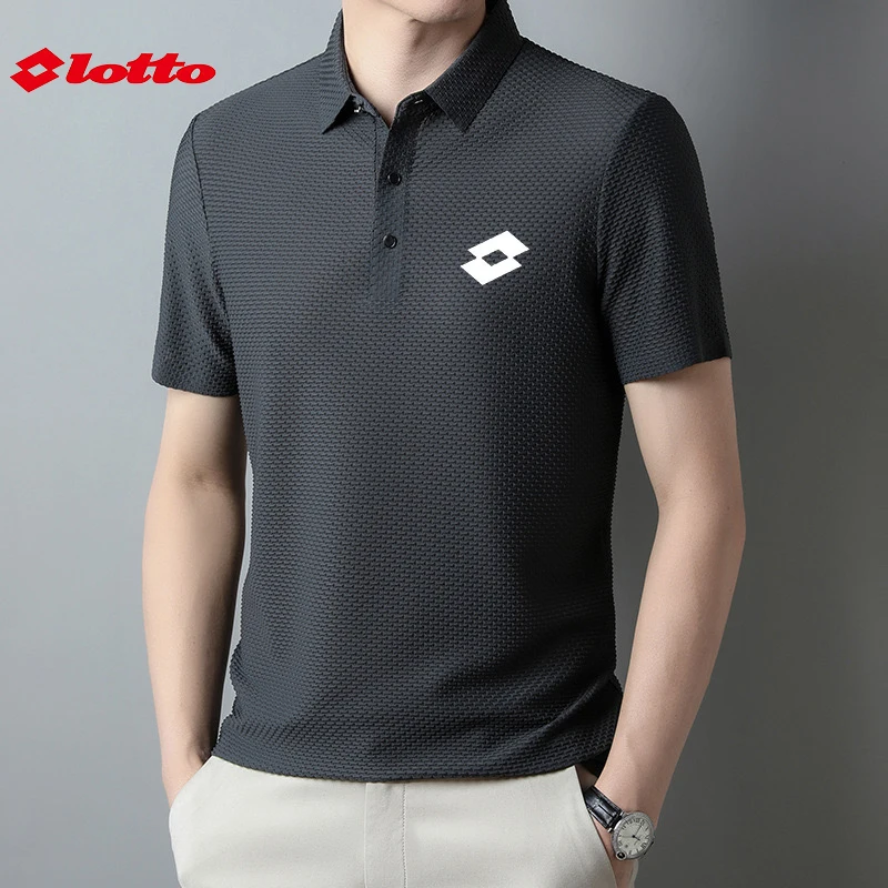 Embroidered LOTTO Summer New Men's Silk Short Sleeve T-shirt Cool/Breathable POLO Shirt Business Casual Sweat-absorbing Top