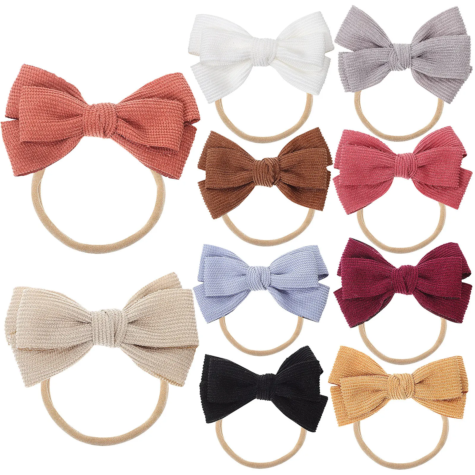 

10Pcs Small Bows for Girls Fashion Baby Headwrap Bows Soft Comfortable Nylon Material Cute Design for Daily Wear Gift Idea