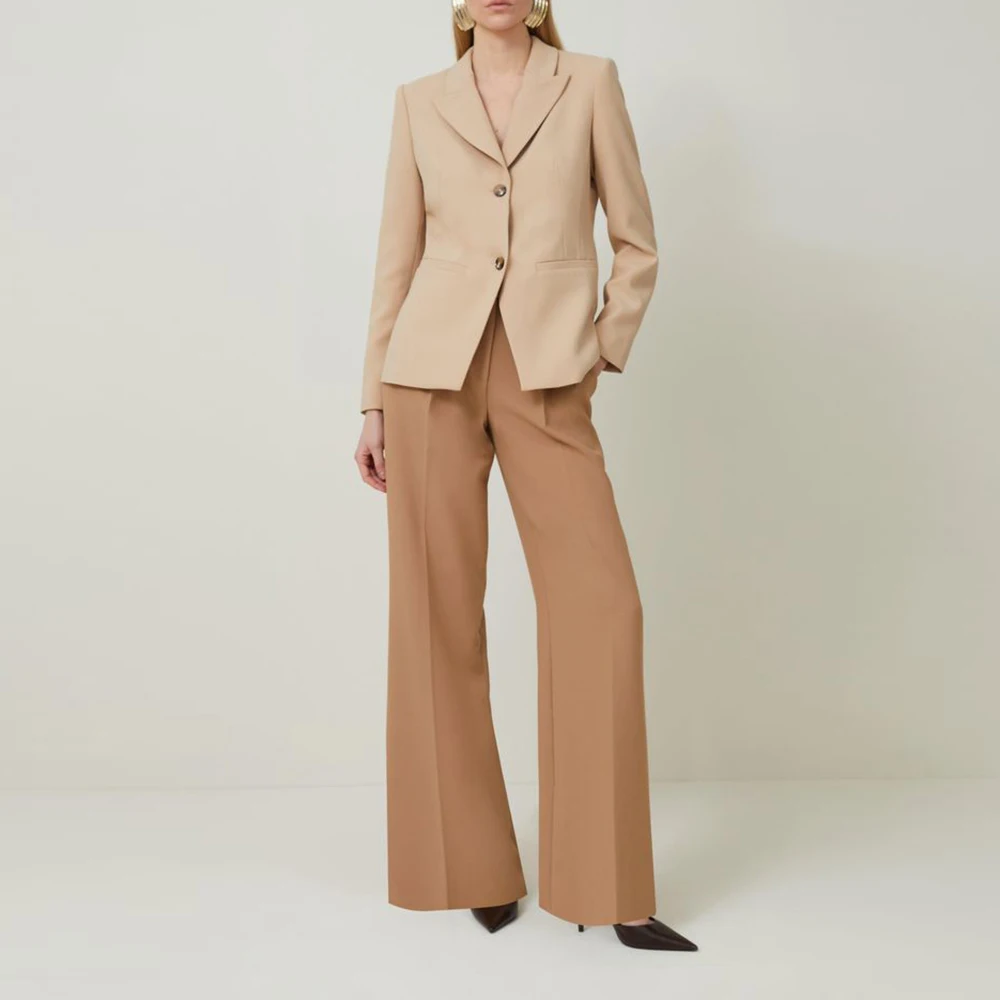 

New Fashion two Pieces Suit Set for Women Peak Lapel Jacket Wide Leg Pant Sets Slim Fit Office Business Banquet Female Clothing