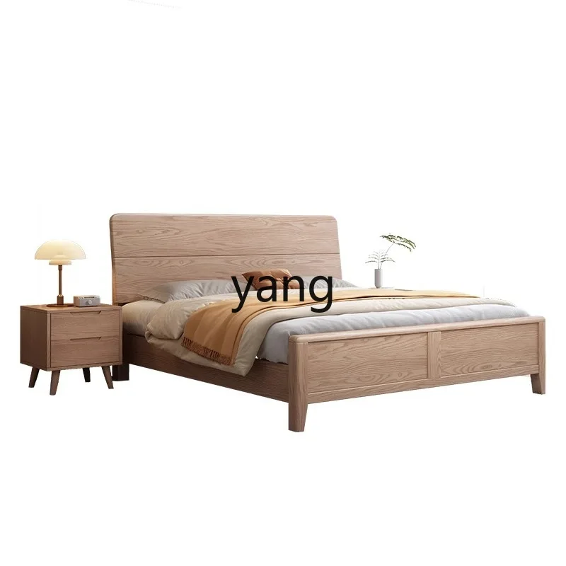 

LH Solid Wood Bed Home Master Bedroom Modern Hotel Homestay Double Queen Bed