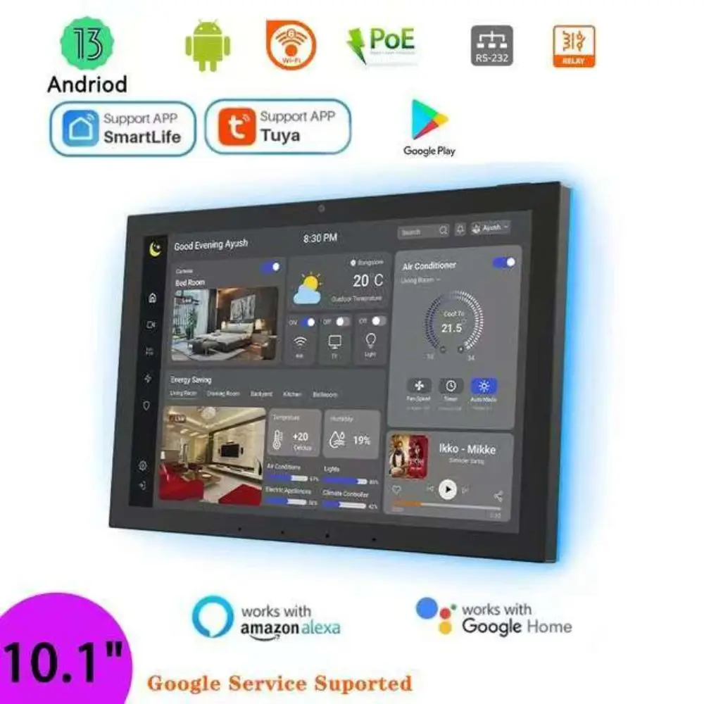 10 inch smart home touch screen control panel Android POE on wall tuya shopify