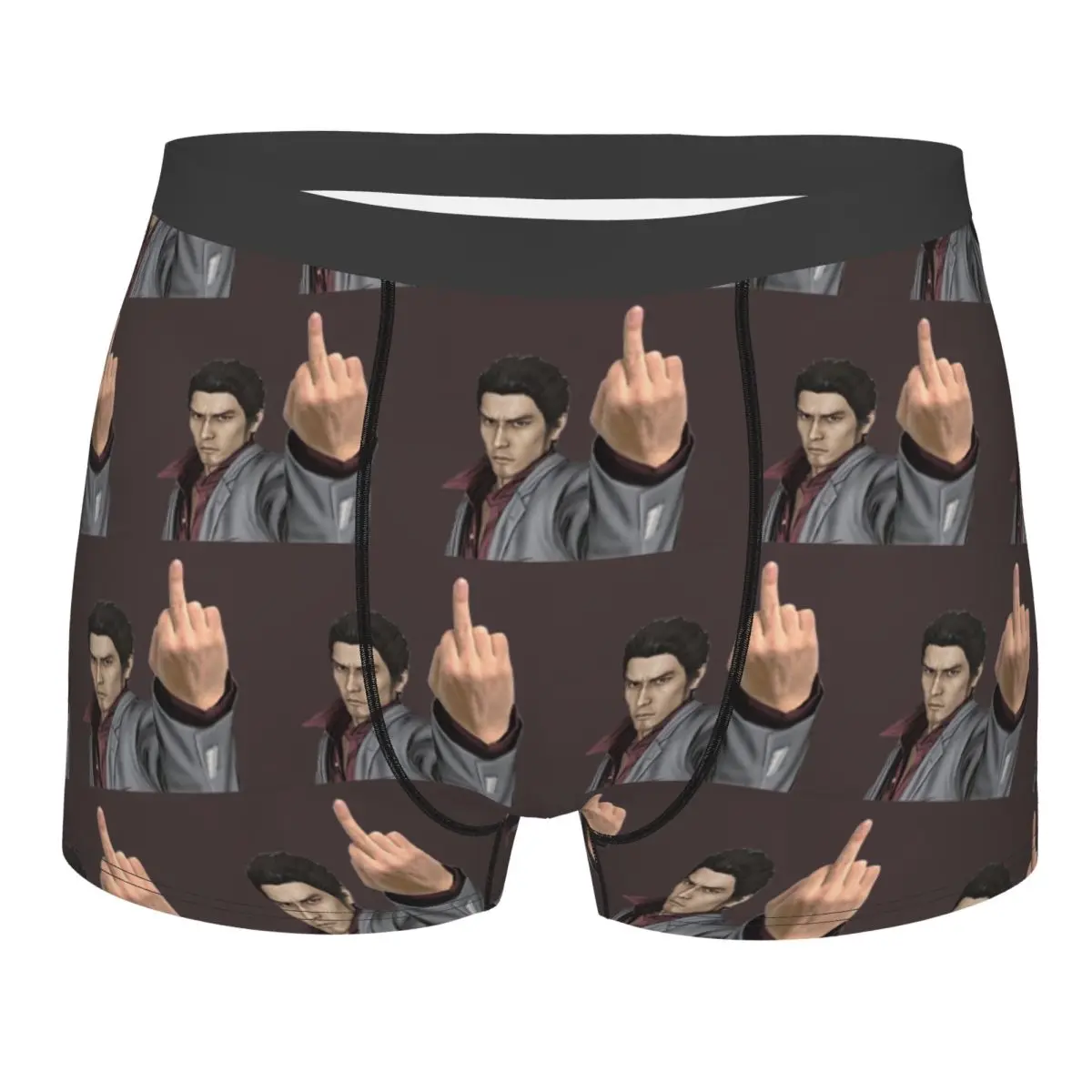 Boxer Underpants Shorts Kazuma Kiryu Middle Finger Panties Male Comfortable Underwear for Homme Man Boyfriend Gifts