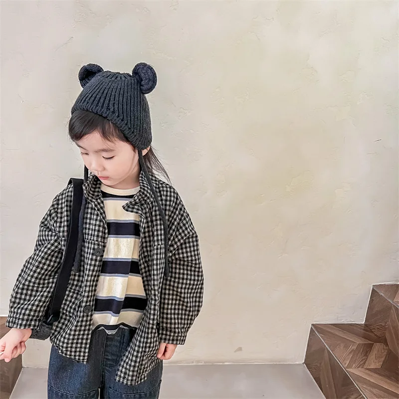 

Girls Outerwear 2026 Spring New Korean Version Simple Plaid Cardigan Casual Fashion Daily Stylish Versatile Wear