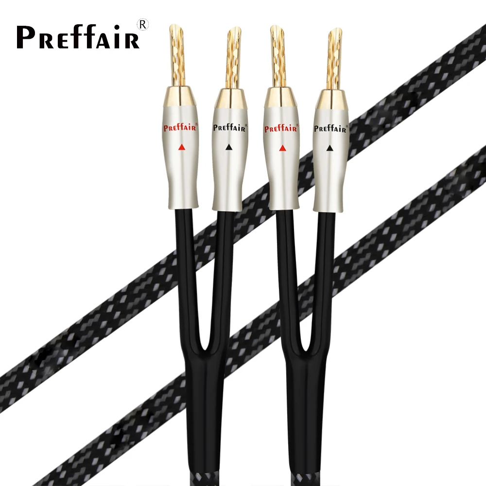 PairHifi 14Guage BFA Banana Plug Speaker Cables HiFi OCC Silver Plated Speaker Cables with Banana Plugs for Hi-Fi System Amplifi 