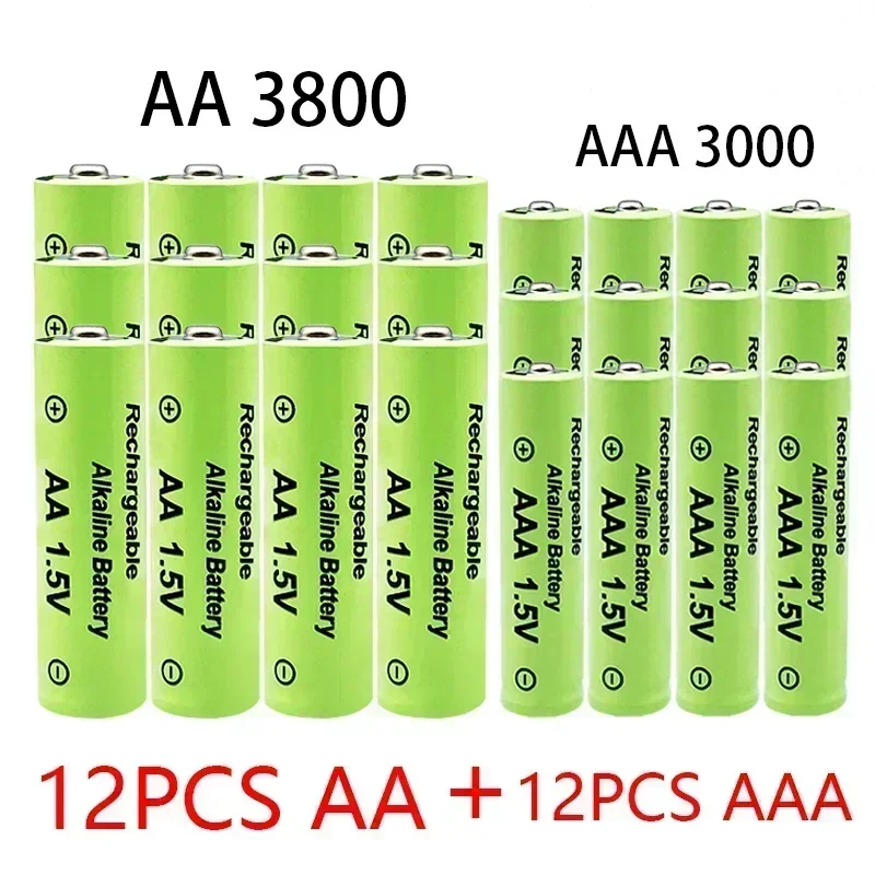 1.5V AA + AAA NI MH Rechargeable AA Battery AAA Alkaline 3800-3000mah For Torch Toys Clock MP3 Player Replace Ni-Mh Battery