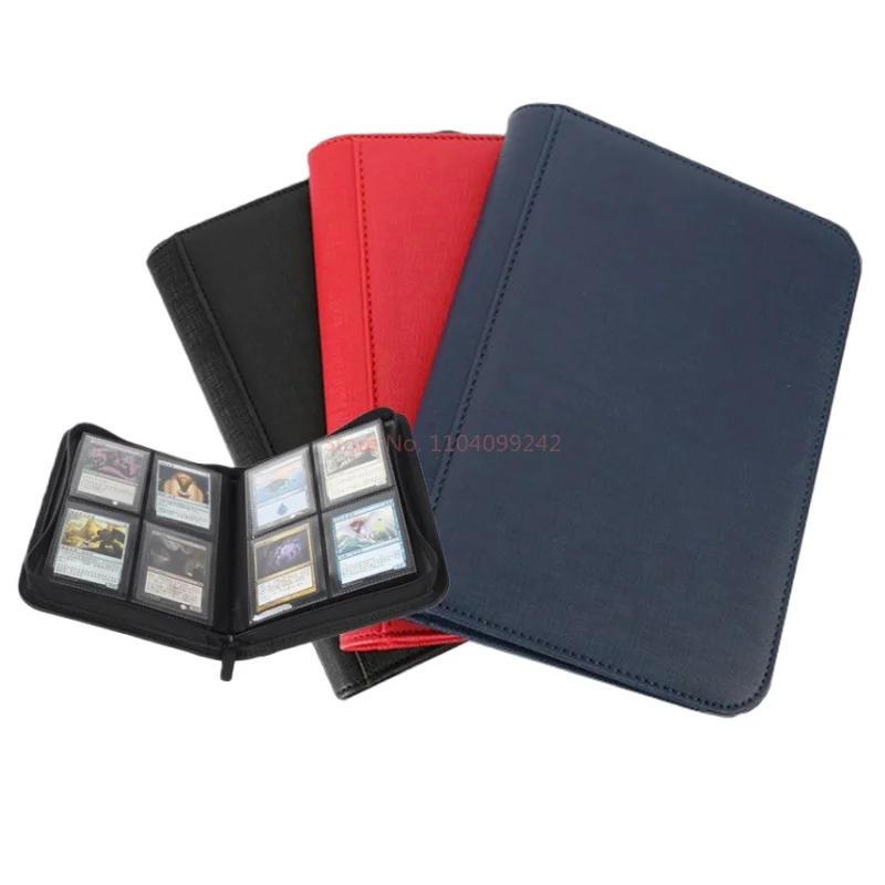 Reißverschluss-Kartenordner 160 Fächer 4-Taschen (2x2) PU-Leder Doppelseitig Große Kapazität Anime-Stil Kartenalbum TCG-Karten MG/PKM/YGO