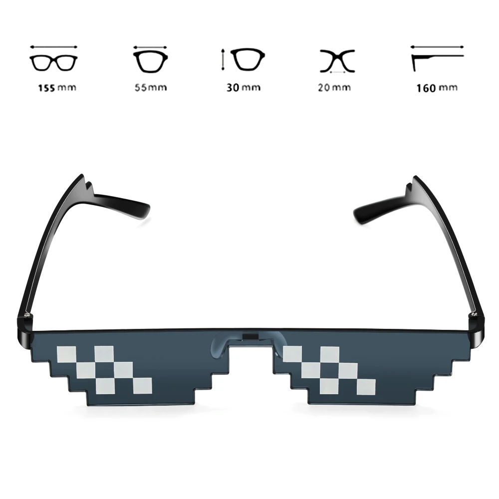 2020 Retro Glasses 8 Bit MLG Pixelated Sunglasses Men\'s Women\'s Clothing Brand Thug Life Party Glasses Mosaic UV400 Glasses