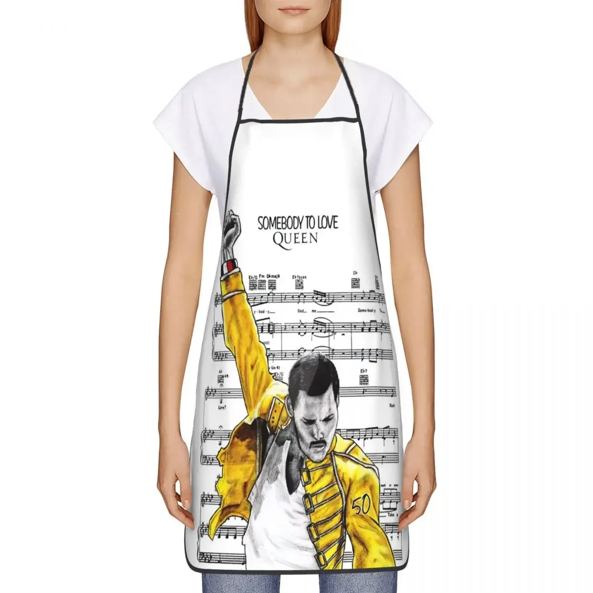 Unisex Love Queen Freddie Mercury Bib Apron Adult Women Men Chef Tablier Cuisine for Kitchen Cooking Rock Music Baking