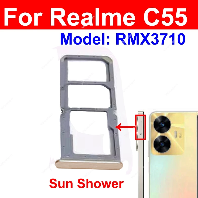 For Realme C51 C53 C55 SIM Card Tray Holder Sim Card Tray Reader Slot Replacement Parts