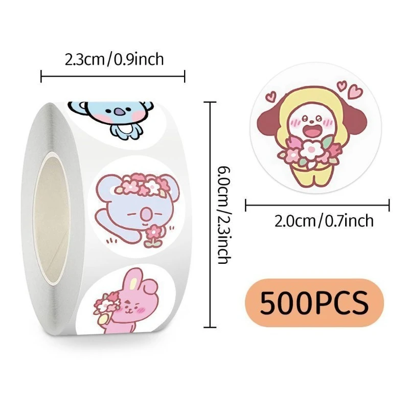 Adesivos BT21 RJ Chimmy Tata Cooky 500 peças, impressões de anime de alta qualidade, adesivos criativos para diário e desenho DIY para estudantes.