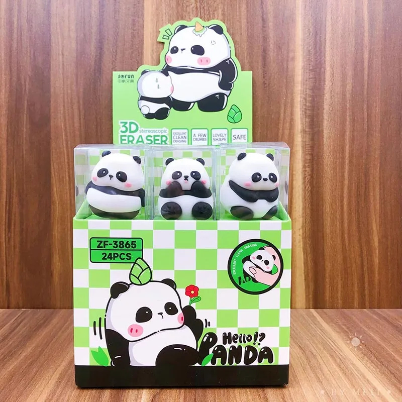 24pcs/lot Cartoon Panda Astronaut Eraser Cute Animal Writing Drawing 3D Pencil Erasers Stationery Gifts School Supplies