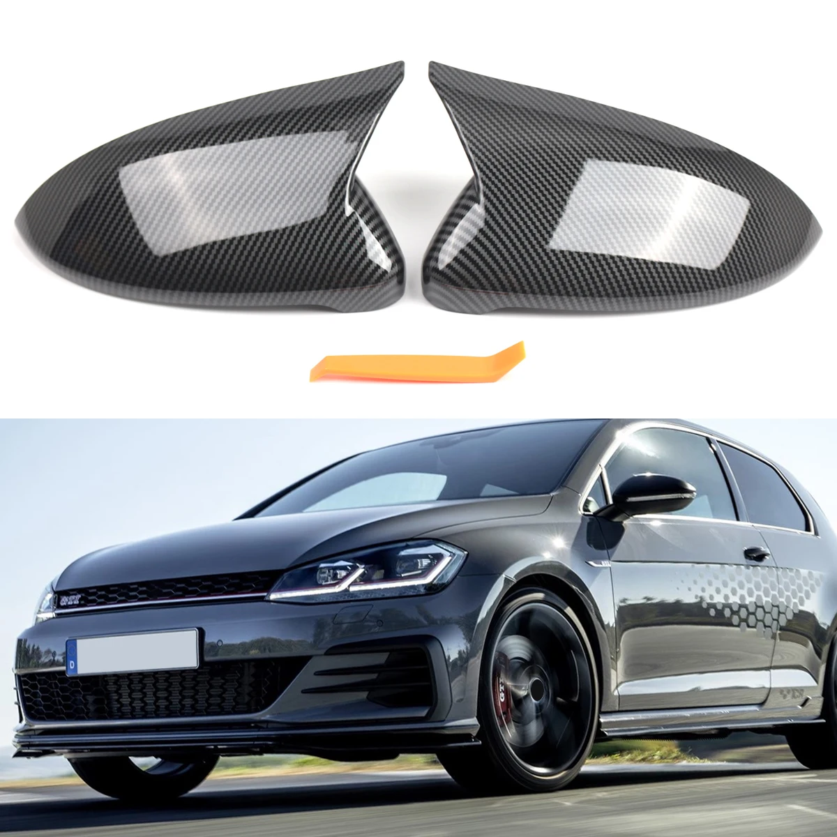 

Для VW Golf 7 7,5 MK7 7,5 GTI R 2014-2019, абсолютно новая черная карбоновая накладка на боковое зеркало автомобиля, замена 5G0857537 5G0857538