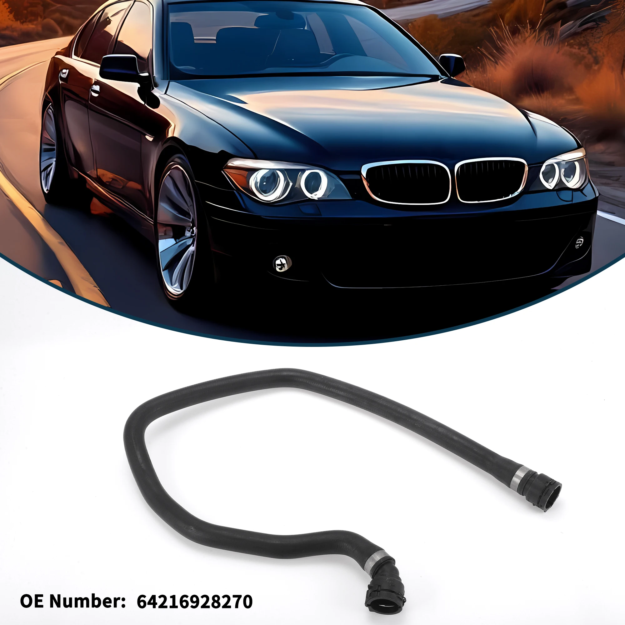 

UXCELL Radiator Hose Heater Hose No.64216928270 for BMW 7 Series 2005 Rubber Coolant Pipe Black 1 Pcs