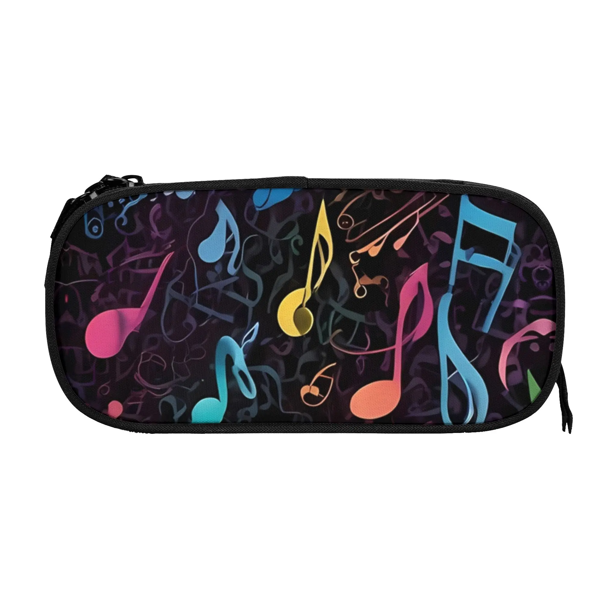1 piece Stylish Flowing Pattern Pencil Case Girls Pen Bag Music Notes Office Stationery Bag