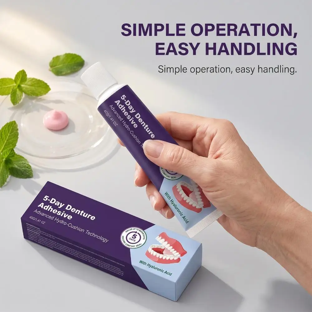 Denture Adhesive Cream Strong Hold False Teeth Adhesive Cushion Comfortable Fit Non Slip Denture Care Oral Care