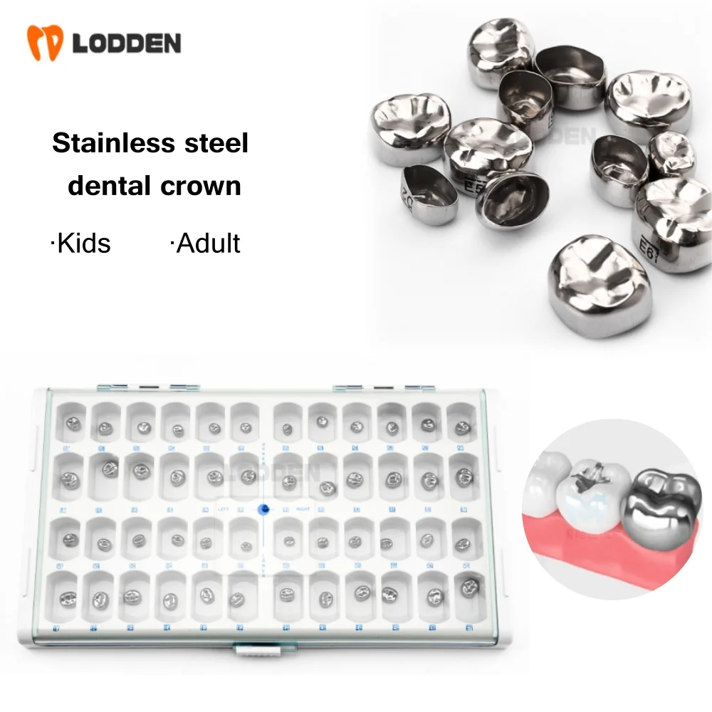 

48Pcs/Box Dental Kid/Adult Stainless Steel Temporary Crowns Preformed Metal Crown Dentistry Orthodontic Material Therapy Tools