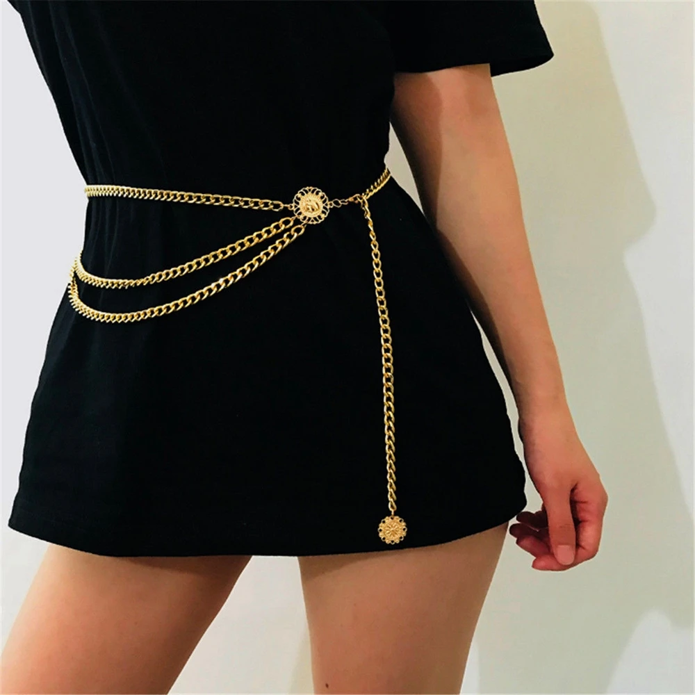 Fashion Alloy Multilayer Body Chain For Women Retro Tassel Pendant Waist Belly Belt Chain Women\'s Waistbands Body Jewelry