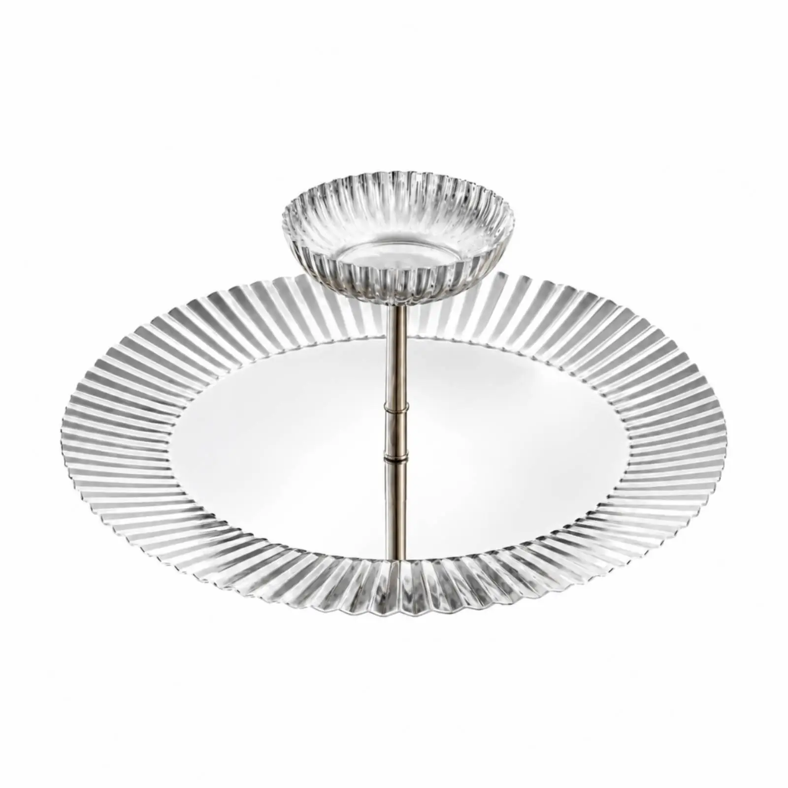 Tiered Industrial Serving Plate with Stem and Dipping Bowl for Snacks Sauces and Ice Cream Entertaining Essentials