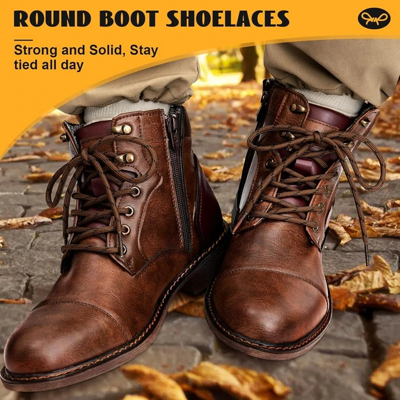 2 Pairs Work Boots Shoe Laces Diameter 4.5mm Heavy Duty Hiking Shoelaces for Men Women Round German Training Shoelace image 4