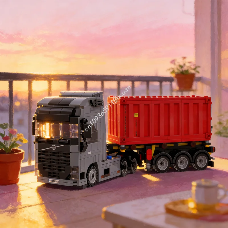 678pcs MOC City Cargo Volvoeed Container Semitrailer Model Building Christmas Gift Blocks Construction Toys DIY Creative Idea