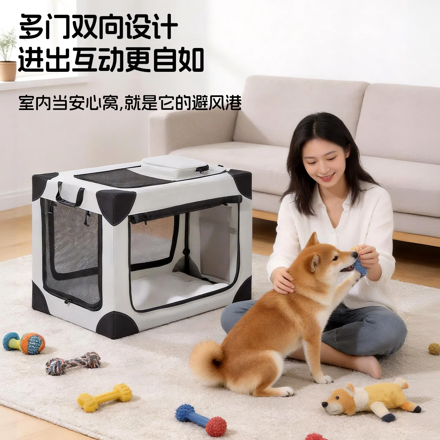 Portable Folding Car Mounted Cage Carrier For Cats And Dogs Hand Held Dog Box  Pet Travel Cage