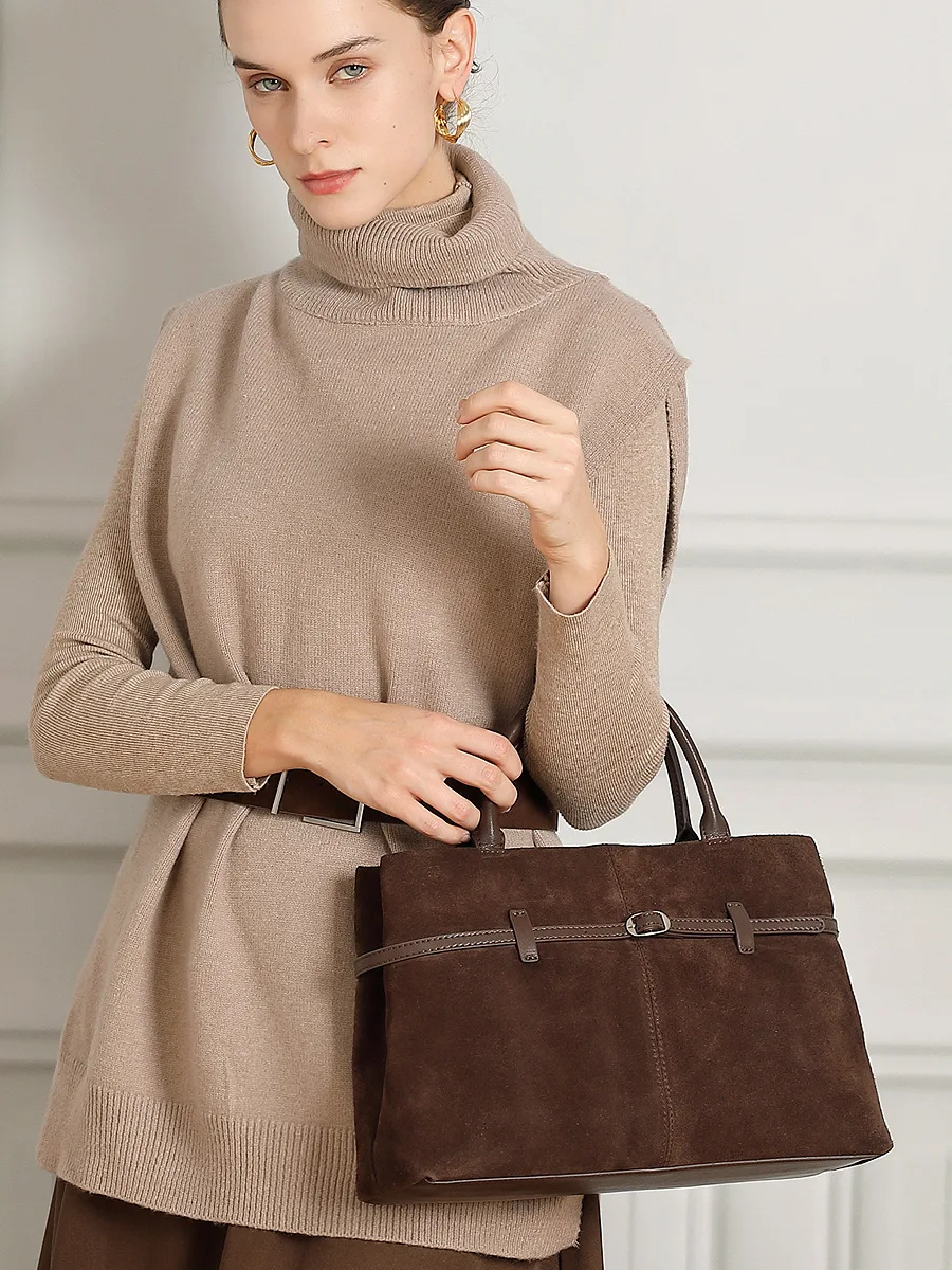 YANATARI genuine leather large capacity minimalist tote bag women Frosted leather luxury Crossbody bag handbag shoulder bag view 4