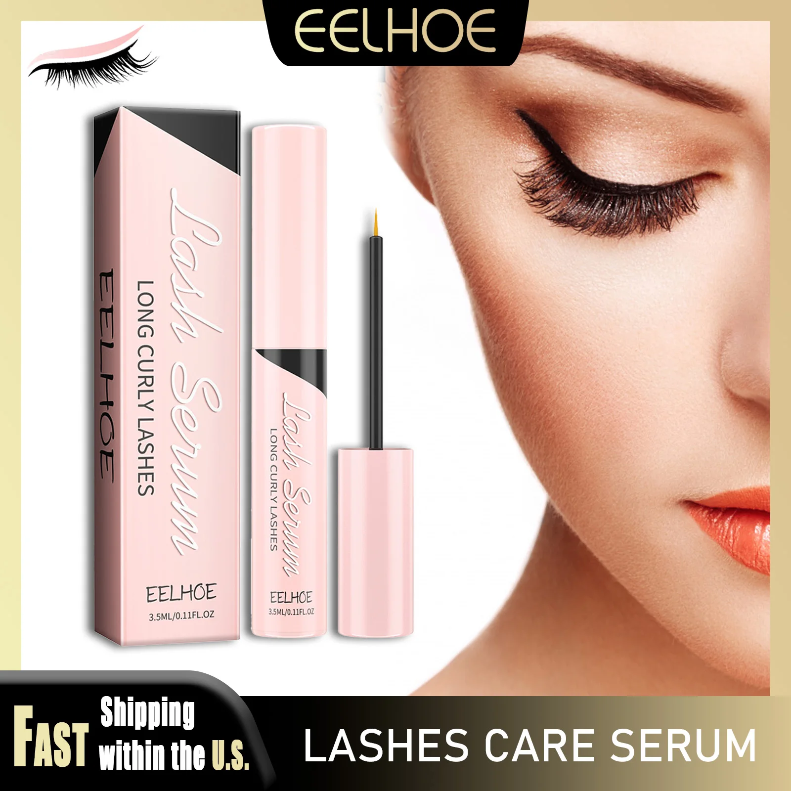EELHOE Ginseng Root Lashes Serum ขนตาธรรมชาติ Curling Fast Growth เพรียวบางหนาเต็มรูปแบบที่มีประสิทธิภาพแต่งหน้าดูแล