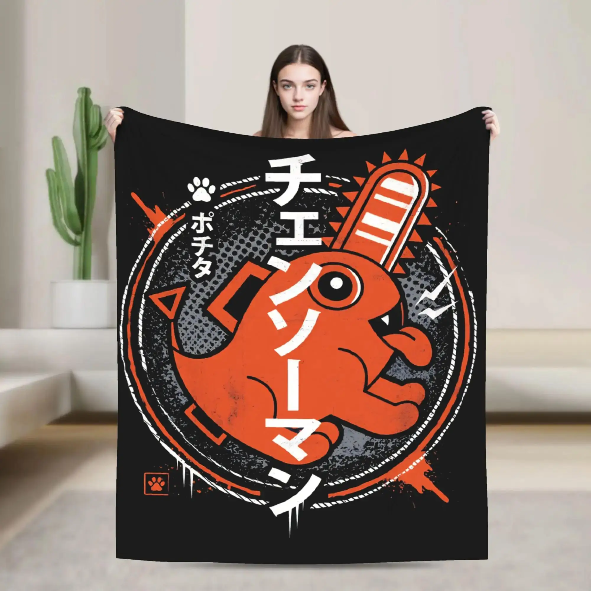 

Плед с изображением Почиты из аниме «Человек-бензопила», мягкий, качественный, для детей и взрослых, для спальни, пушистое покрывало, весенний вариант