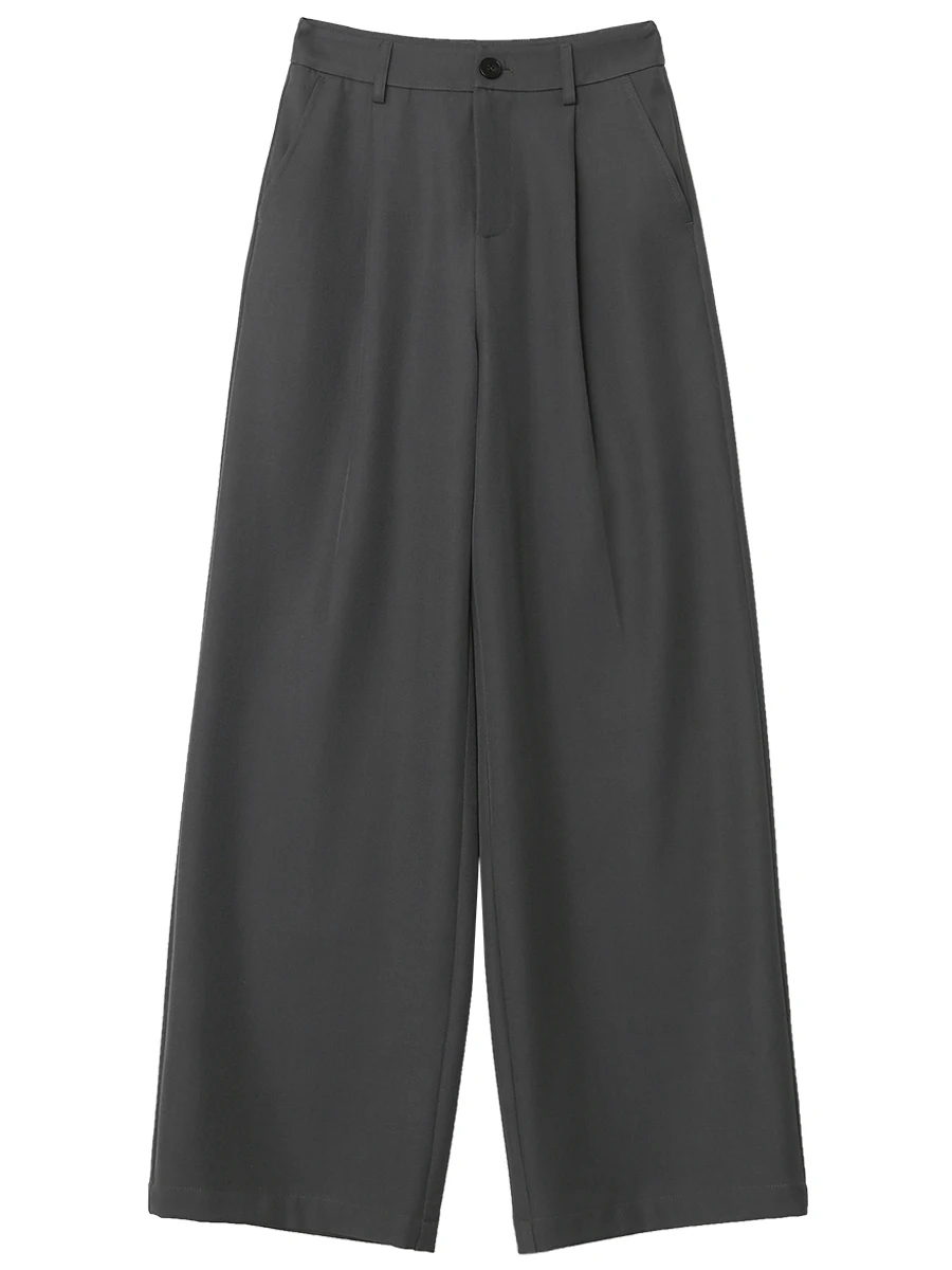 شيك فين النساء السراويل الصلبة فضفاضة عادية جديدة عالية الخصر مطوي دعوى بنطلون مكتب السيدات واسعة الساق بانت ربيع الخريف 2025 #5