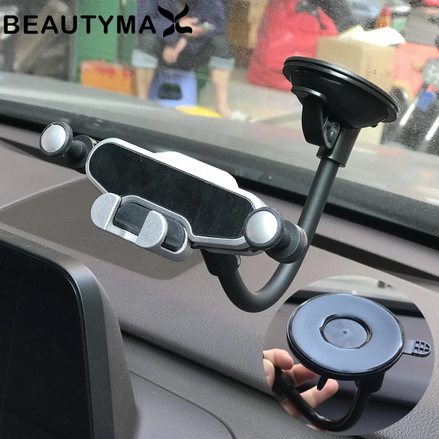 Car Phone Holder Metal Gravity Auto Lock Windshield Mobilephone Stand For Smart Phone Car Support For iPhone 11 12 13 Samsung