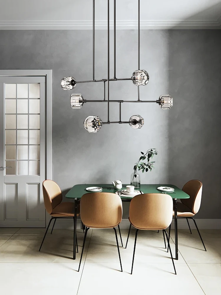 Minimalist K9 Crystal Brass Long Pendant Lights Decoration Dining Room Kitchen Island Villa Hanging Lamp Easy Installation