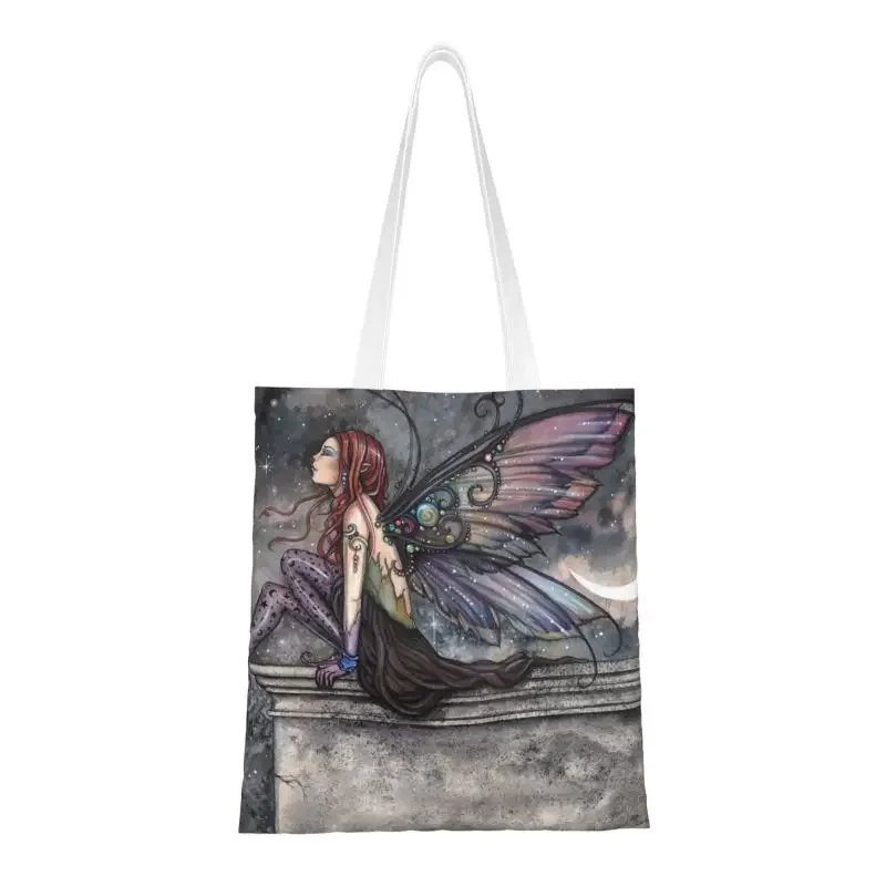 Fashion Print Ready For Flight Fairy Fantasy Art By Molly Harrison Tote Shopping Bags Reusable Canvas Shoulder Shopper Handbag