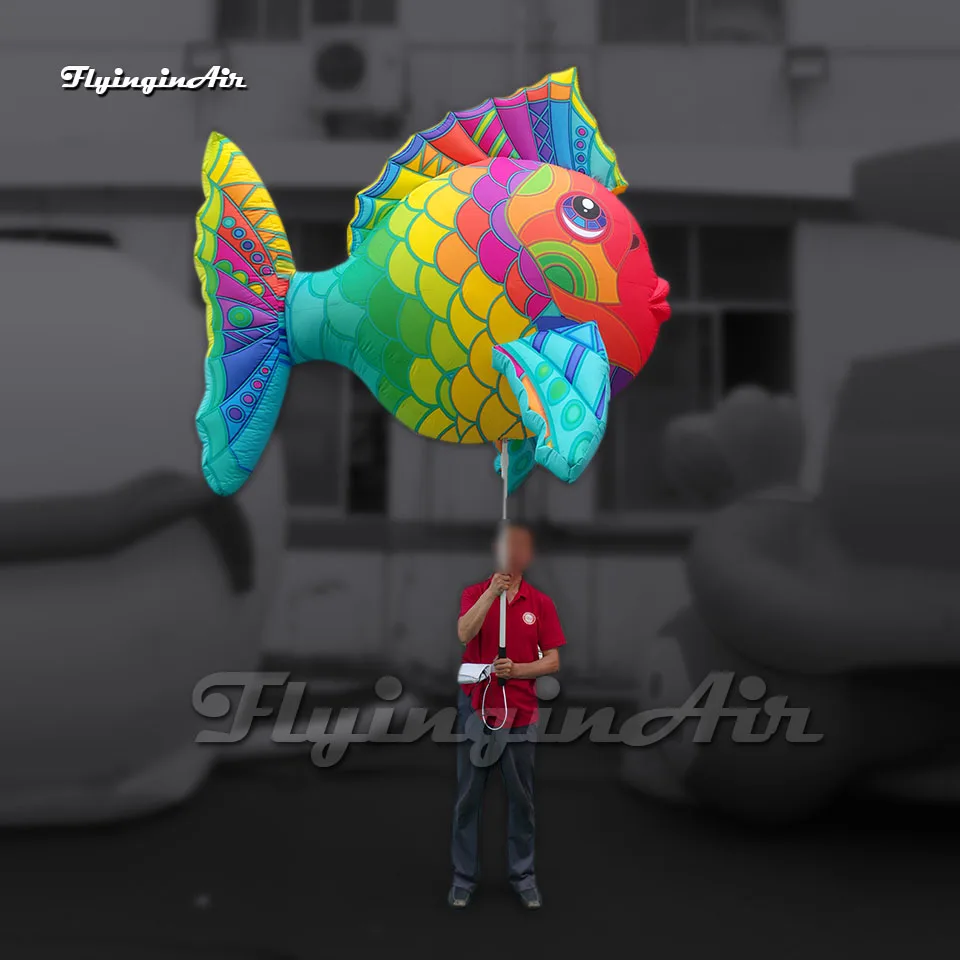 

Attractive Colored Walking Inflatable Tropical Fish Puppet Carrying Parade Sea Animal Balloon For Event Show