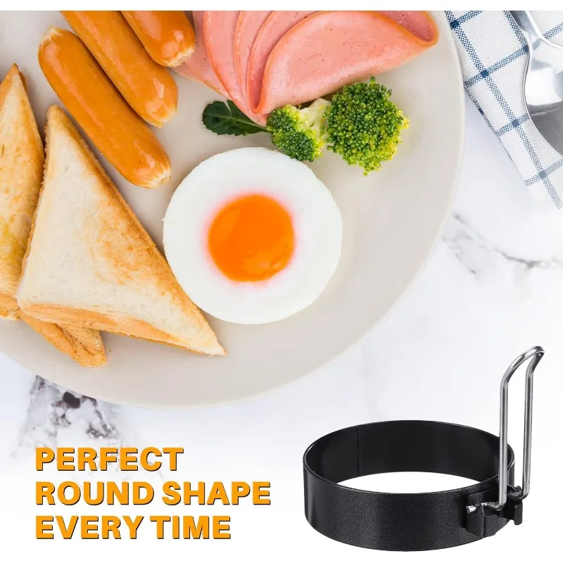 Egg Ring Mold Stainless Steel Non-Stick Pan with Heat Resistant Handle for Frying Hamburgers Easy To Clean Kitchen Cooking Tools