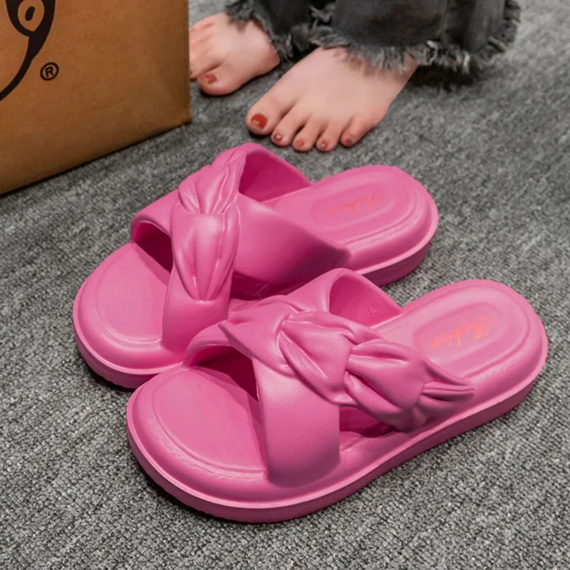 Summer Heels Slippers Women Casual Beach Slippers Fashion Embossed Pleated Slippers Outdoor Platform Slides Shoes Women Sandals