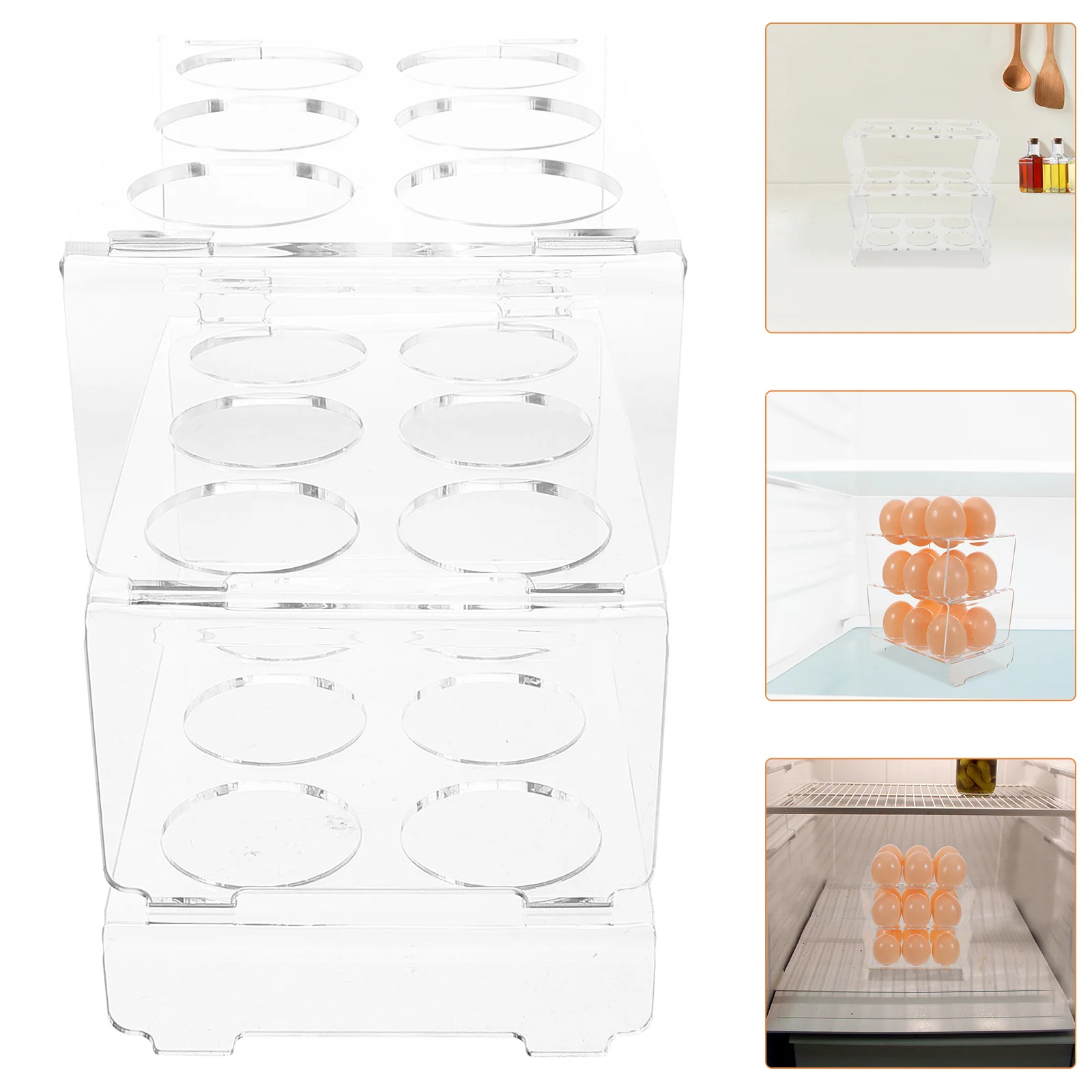 

Clear Acrylic Egg Storage Container 3-Layer Stackable Fridge Organizer Kitchen Egg Holder Fresh Eggs Organizer Tray