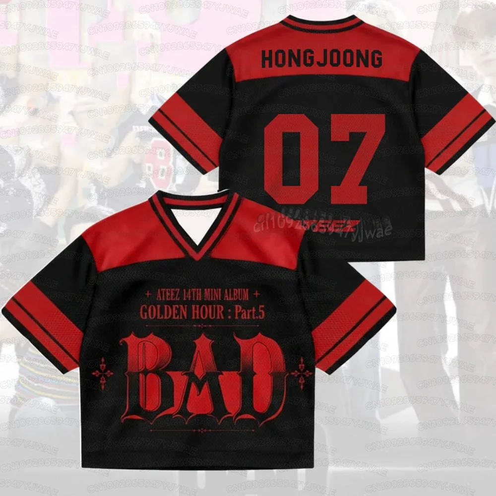 Summer Women's Men's  Bad ATEEZ Golden Hour Part 5 Sport Jersey Fan Edition Short Sleeve Casual T-shirt Tops