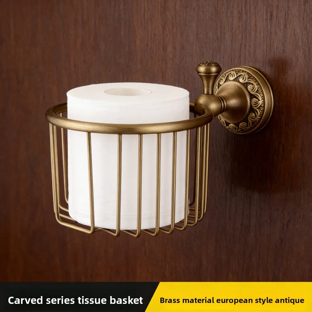 

Держатель для салфеток Латунная настенная корзина для хранения рулонов туалетной бумаги с гравировкой