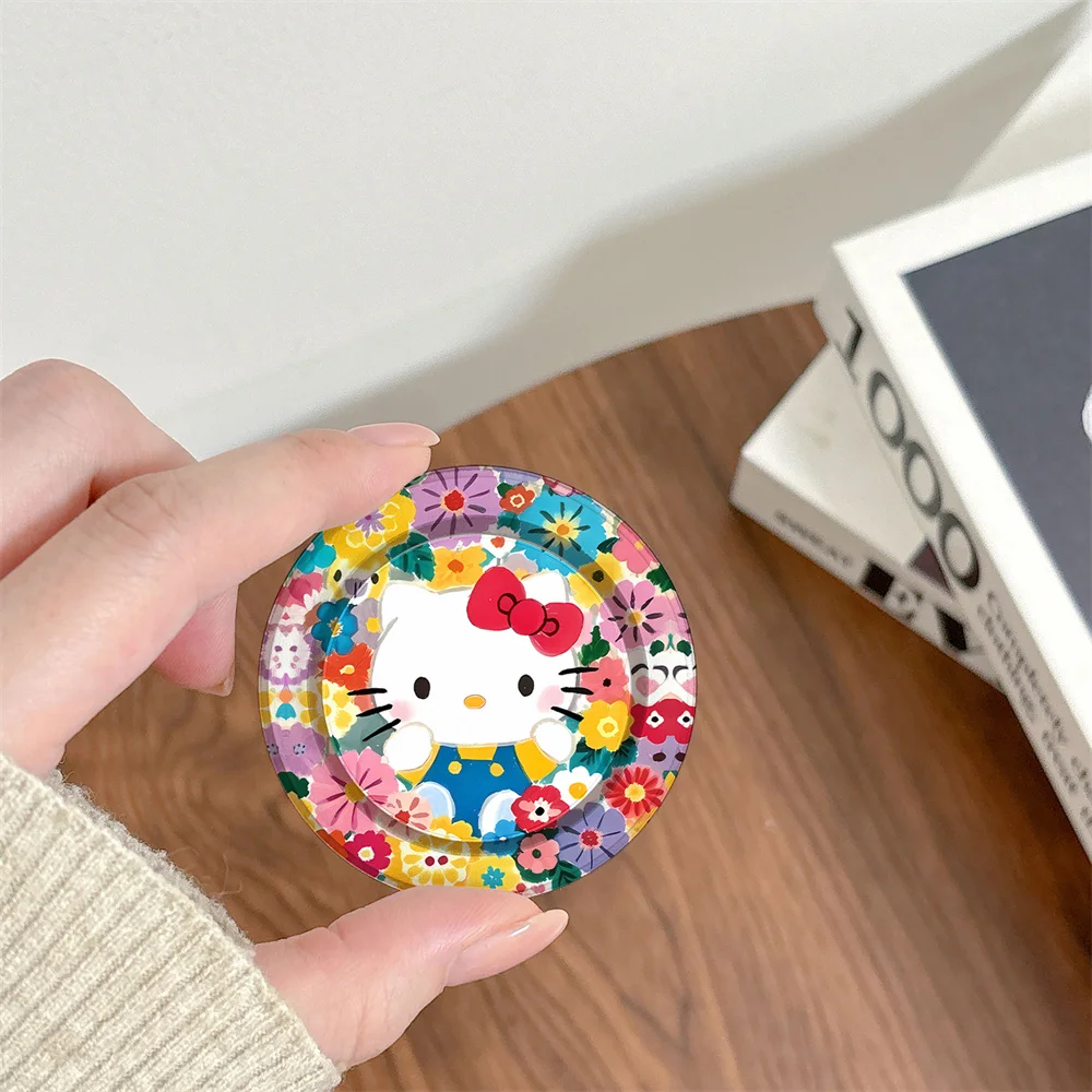 

New Cuihua Flower Korean Cute Kitty Cat Magnetic Telescopic Phone Stand Magsafe Portable Magnetic Stand Birthday Gift