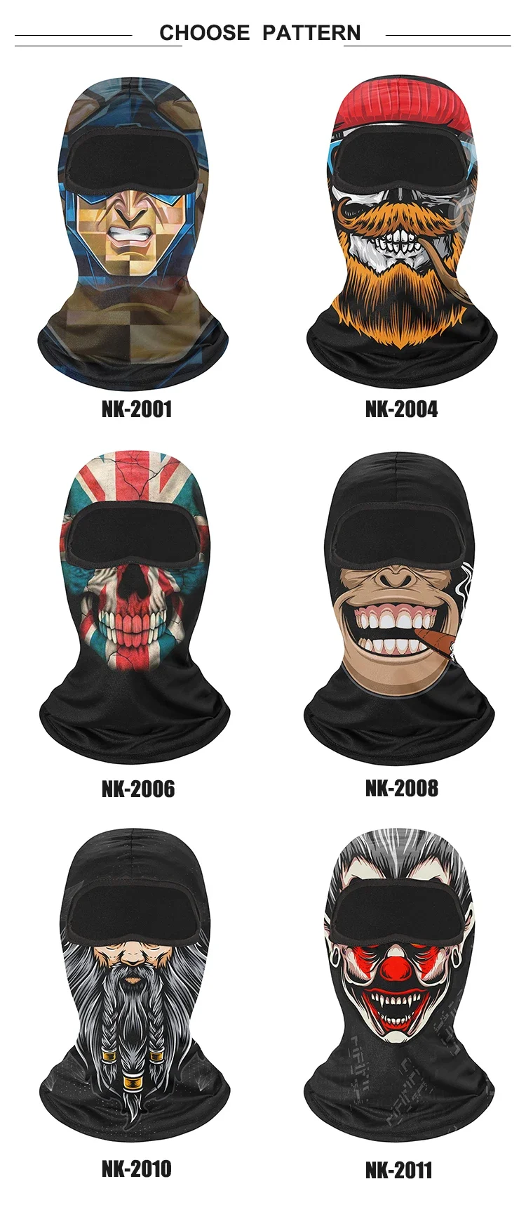 Bestseller 3D-Druck Vollgesichtsmaske Cagoule Halloween Cosplay Lustige Coole Totenkopf-Tier-Skimaske Balaclava – Detail 9